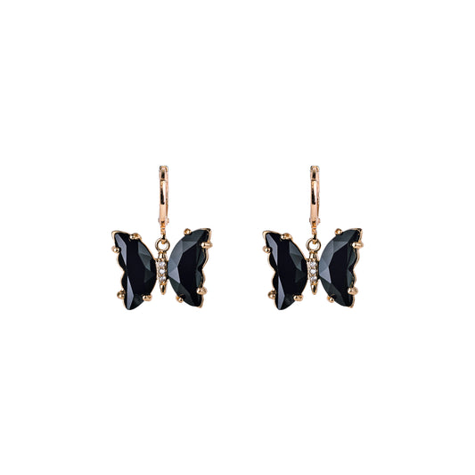 EARRINGS BUTTERFLIES BLACK