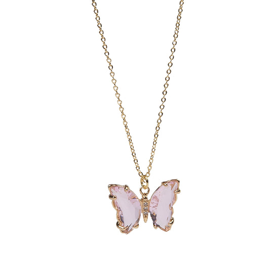 NECK PENDANT BUTTERFLY PINK